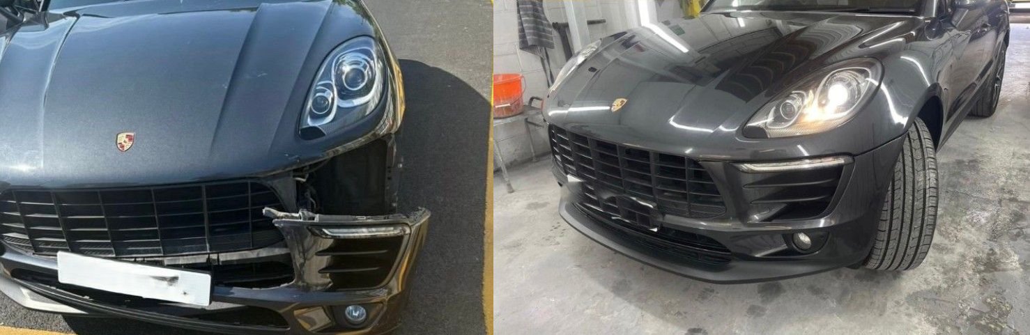 Image of a Porsche in the workshop.